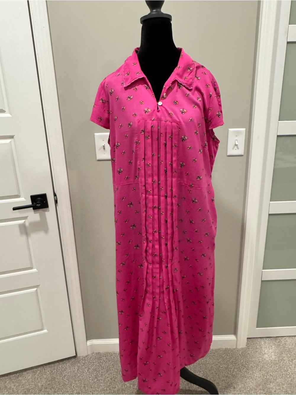 April Cornell Hot Pink Floral Midi Dress